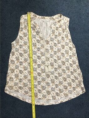 Lucky Brand Cream and Black Floral Top ~ Flowy